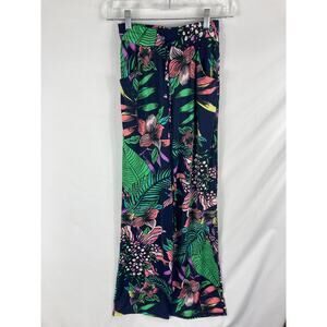 Sandiva Tropical Print Wide Leg Pull on Pants Size XS